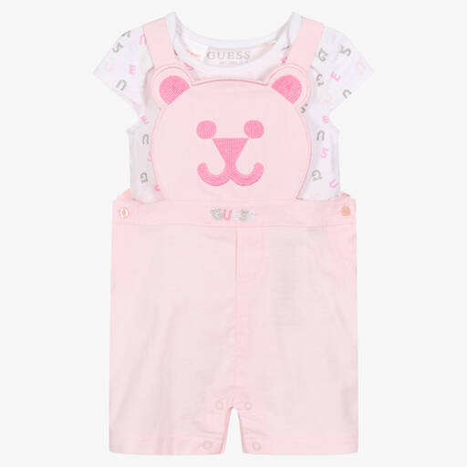 Guess-Rosa Baby-Latzhosen-Set für Mädchen | Childrensalon Outlet