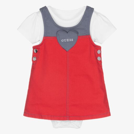 Guess-Rotes Jeanskleid-Set für Babys (M) | Childrensalon Outlet