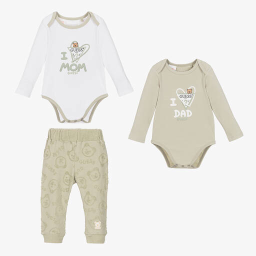Guess-Baby Green Cotton Joggers Set  | Childrensalon Outlet