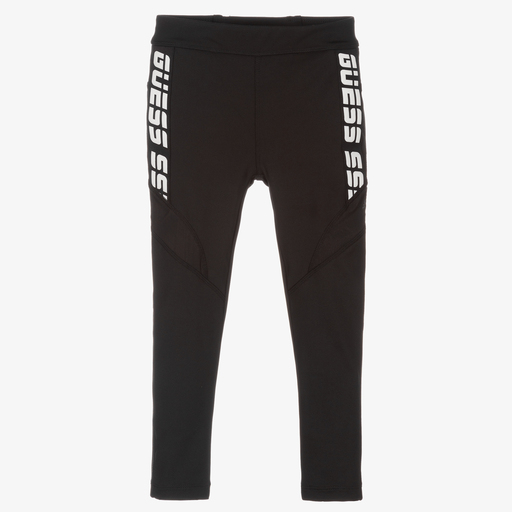 Guess-Black Logo Tape Leggings | Childrensalon Outlet