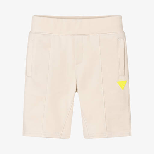 Guess-Boys Beige Jersey Logo Shorts | Childrensalon Outlet