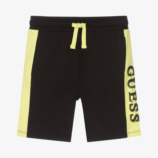 Guess-Boys Black Cotton Logo Shorts | Childrensalon Outlet