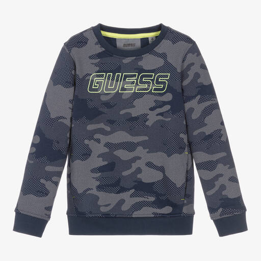 Guess-Boys Blue Camouflage Print Sweatshirt | Childrensalon Outlet