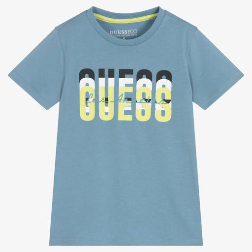 Guess-تيشيرت قطن لون أزرق للأولاد | Childrensalon Outlet