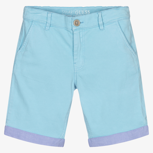 Guess-Boys Blue Cotton Shorts | Childrensalon Outlet
