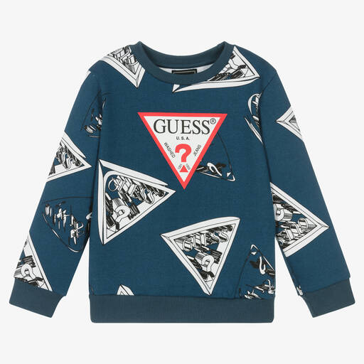 Guess-Boys Blue Cotton Sweatshirt | Childrensalon Outlet
