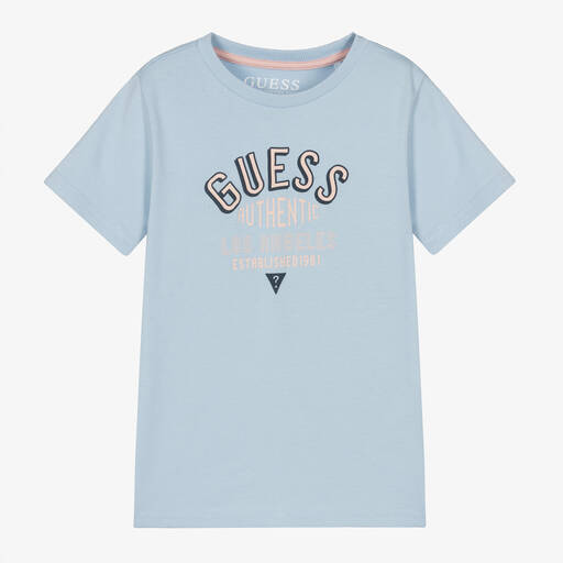 Guess-Boys Blue Cotton T-Shirt | Childrensalon Outlet