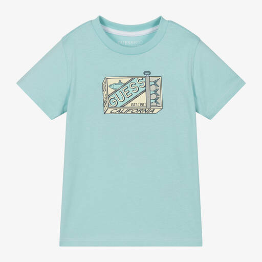 Guess-Синяя хлопковая футболка для мальчиков | Childrensalon Outlet