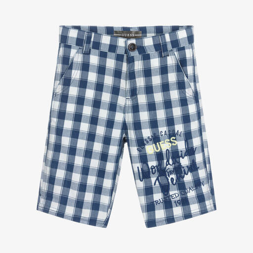 Guess-Karierte Baumwollshorts blau/weiß | Childrensalon Outlet