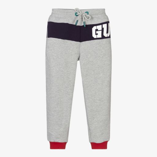 Guess-Boys Grey Cotton Logo Joggers | Childrensalon Outlet