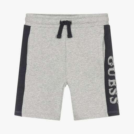 Guess-Boys Grey Cotton Logo Shorts | Childrensalon Outlet