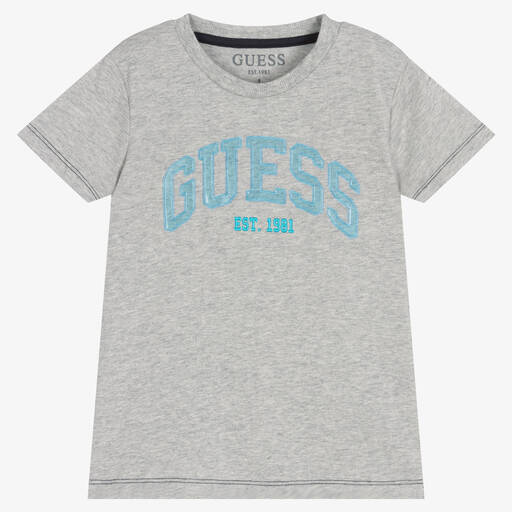 Guess-تيشيرت قطن جيرسي لون رمادي للأولاد | Childrensalon Outlet