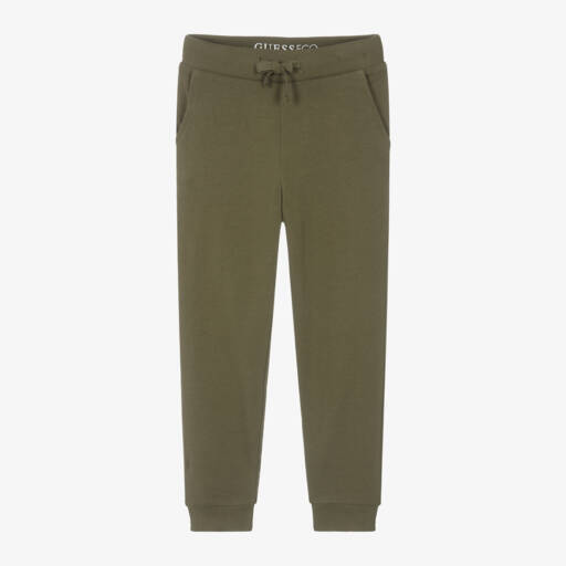 Guess-بنطلون رياضي قطن لون أخضر كاكي للأولاد | Childrensalon Outlet