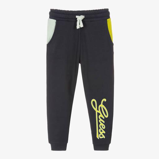 Guess-Boys Navy Blue Colourblock Joggers | Childrensalon Outlet