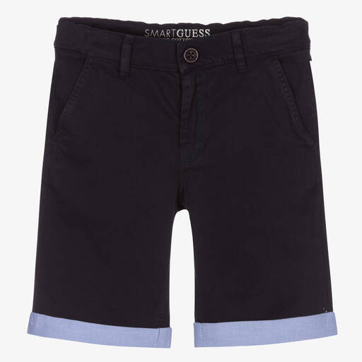 Guess-Boys Navy Blue Cotton Chino Shorts | Childrensalon Outlet