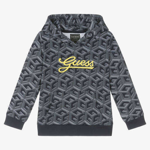 Guess-Синяя хлопковая худи с геометрическим принтом | Childrensalon Outlet