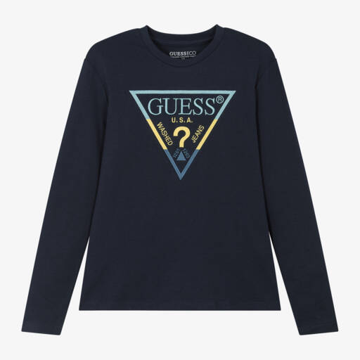Guess-Синий хлопковый топ для мальчиков-подростков | Childrensalon Outlet