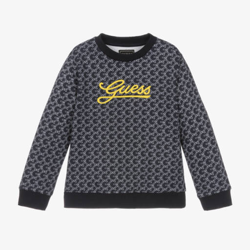 Guess-Boys Navy Logo Cotton Jumper | Childrensalon Outlet