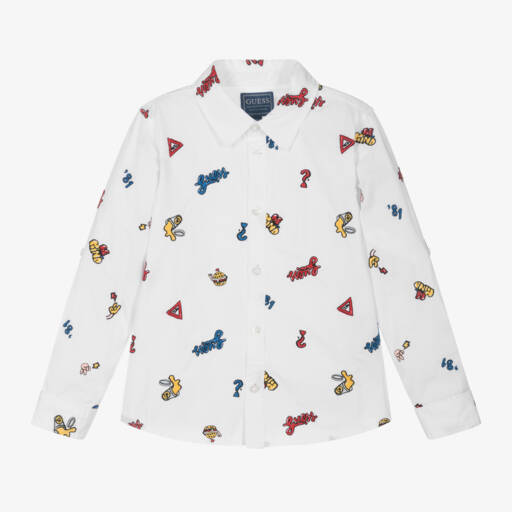 Guess-Boys Off-White Embroidered Top | Childrensalon Outlet