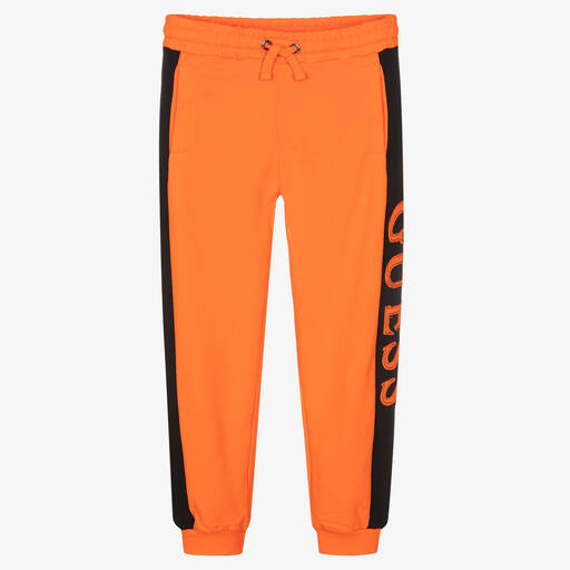 Guess-Boys Orange & Black Logo Joggers | Childrensalon Outlet