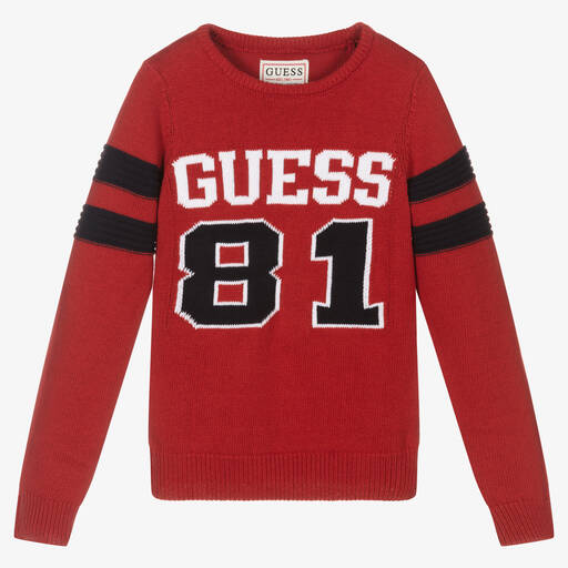 Guess-Boys Red Cotton Sweater | Childrensalon Outlet