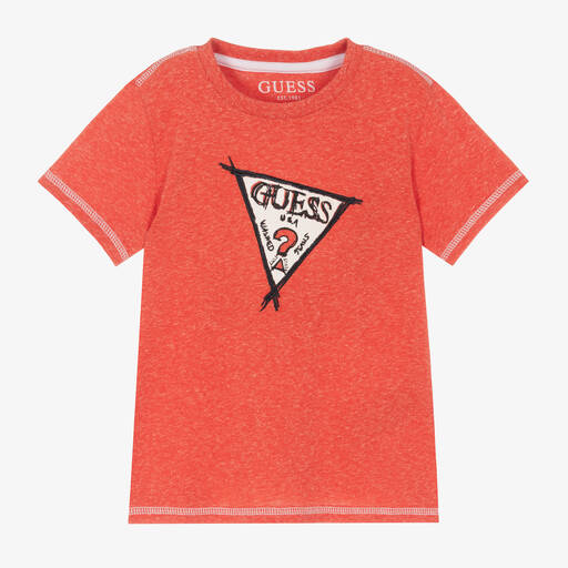 Guess-Boys Red Triangle Logo T-Shirt | Childrensalon Outlet