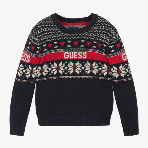Guess-بلوفر قطن محبوك لون كحلي للأولاد | Childrensalon Outlet