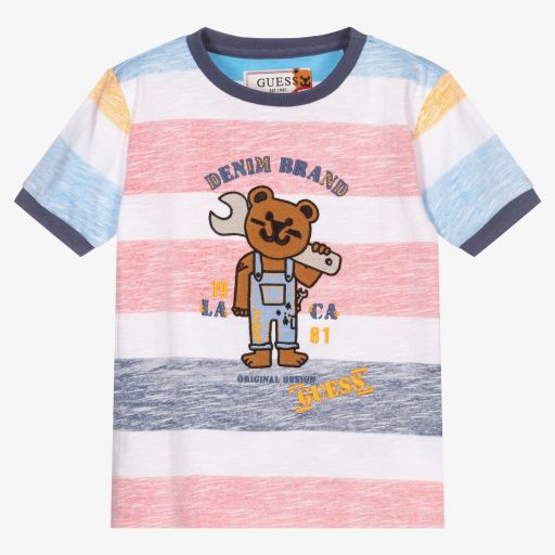 Guess-Boys Striped Bear T-Shirt | Childrensalon Outlet