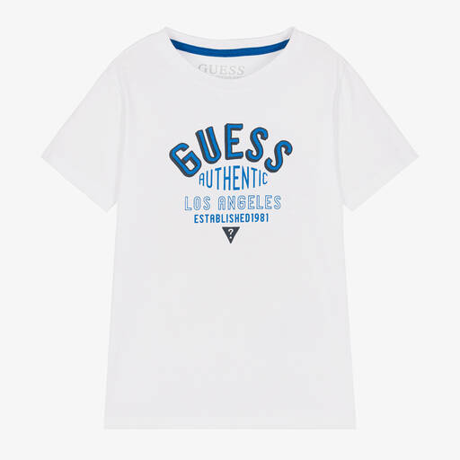 Guess-Boys White Cotton T-Shirt | Childrensalon Outlet