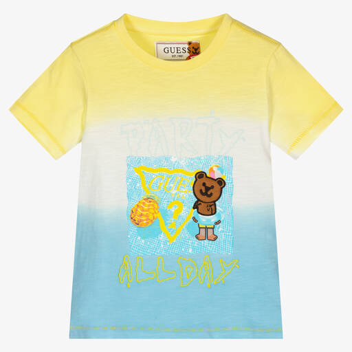 Guess-Boys Yellow & Blue Cotton Ombré T-Shirt | Childrensalon Outlet