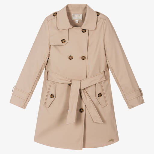 Guess-Girls Beige Belted Trench Coat | Childrensalon Outlet