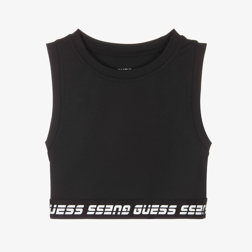 Guess-Girls Black Cropped Top | Childrensalon Outlet