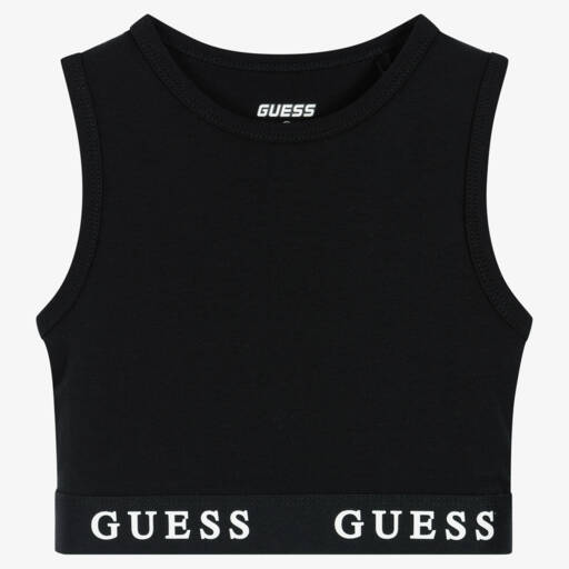 Guess-Girls Black Cropped Top | Childrensalon Outlet
