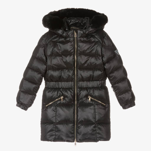 Guess-Girls Black Down Padded Puffer Coat | Childrensalon Outlet