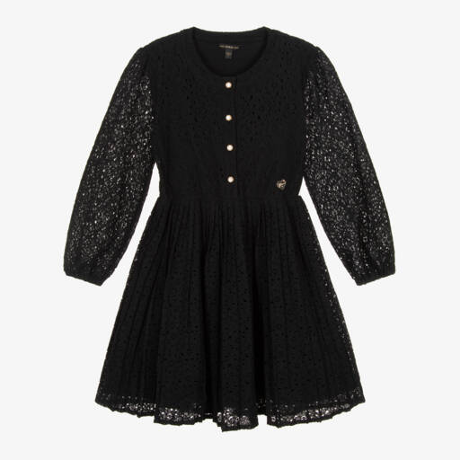 Guess-Girls Black Lace Pleated Dress | Childrensalon Outlet