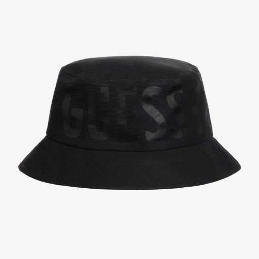 Guess-Girls Black Logo Bucket Hat | Childrensalon Outlet