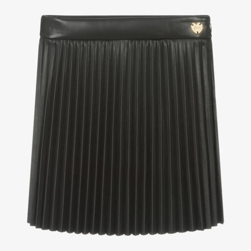 Guess-Girls Black Pleated Faux Leather Skirt | Childrensalon Outlet