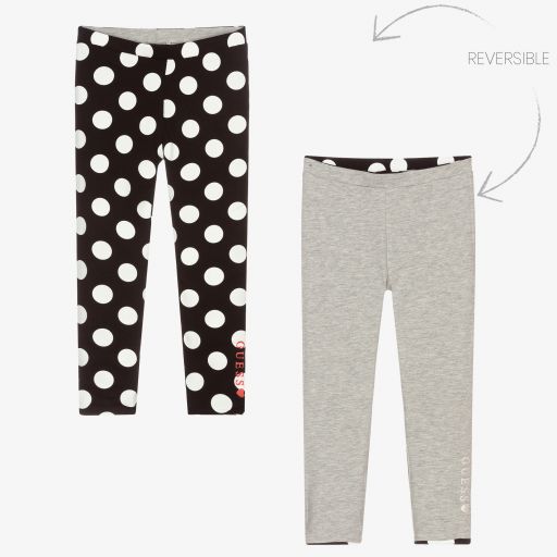 Guess-Girls Black Reversible Leggings | Childrensalon Outlet