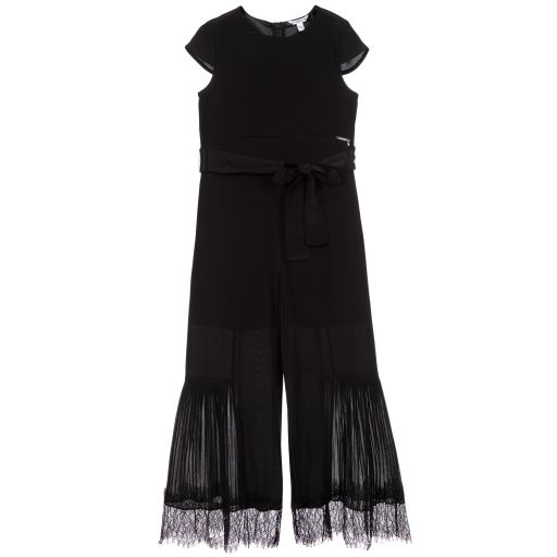 Guess-Girls Black Viscose Jumpsuit | Childrensalon Outlet