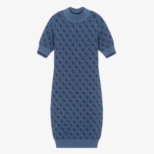 Guess-Girls Blue Knitted Printed Dress | Childrensalon Outlet