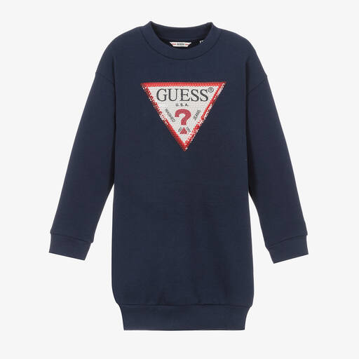 Guess-Girls Blue Triangle Sweatshirt Dress | Childrensalon Outlet