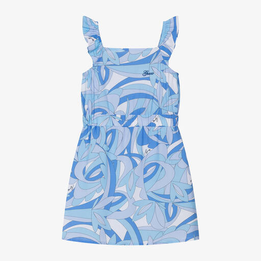 Guess-Сине-белое платье из вискозы для девочек | Childrensalon Outlet