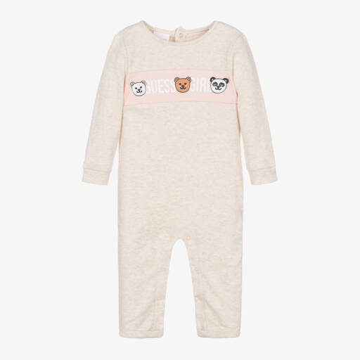 Guess-أفرول رومبر أطفال بناتي قطن جيرسي لون بيج | Childrensalon Outlet