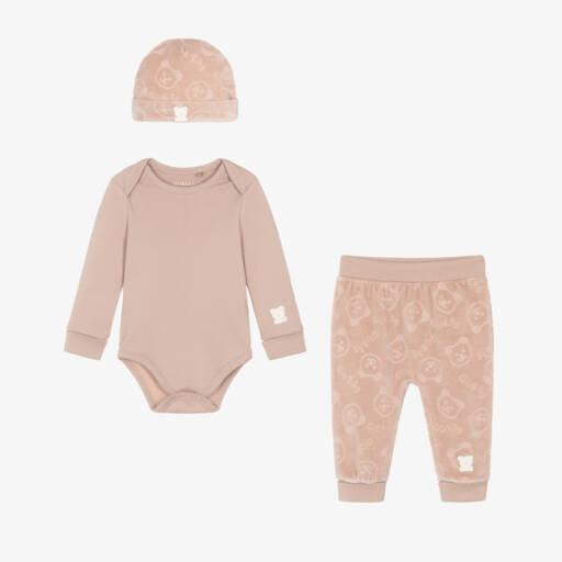 Guess-طقم بنطلون قطيفة لون زهري للمولودات | Childrensalon Outlet