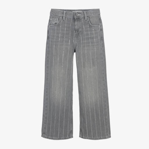 Guess-Girls Grey Diamanté Denim Trousers | Childrensalon Outlet