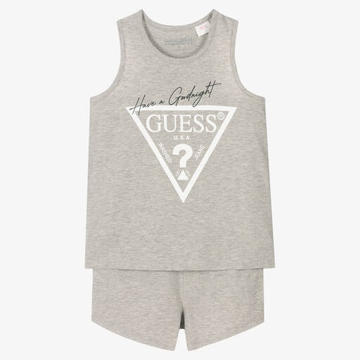 Guess-Girls Grey Logo Short Pyjamas | Childrensalon Outlet