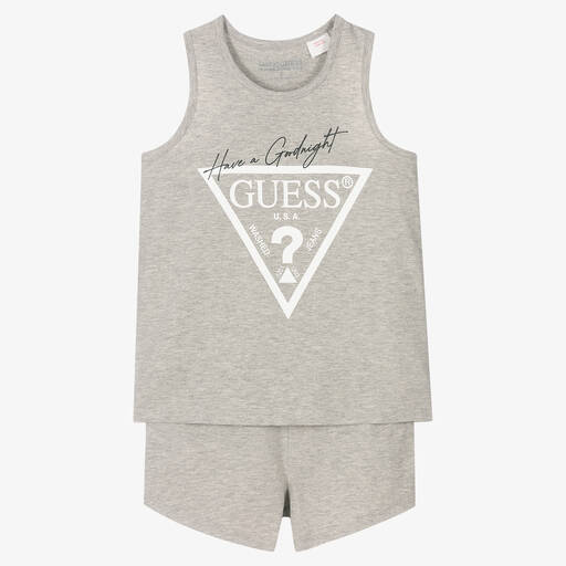 Guess-Girls Grey Logo Short Pyjamas | Childrensalon Outlet