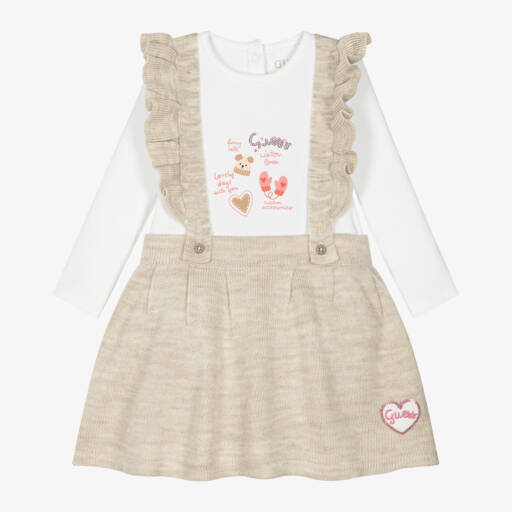 Guess-طقم تنورة لون عاجي وبيج للمولودات | Childrensalon Outlet