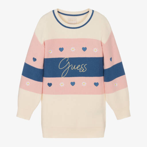 Guess-Girls Ivory Colourblock Knit Dress | Childrensalon Outlet