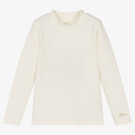 Guess-Girls Ivory Cotton Top | Childrensalon Outlet